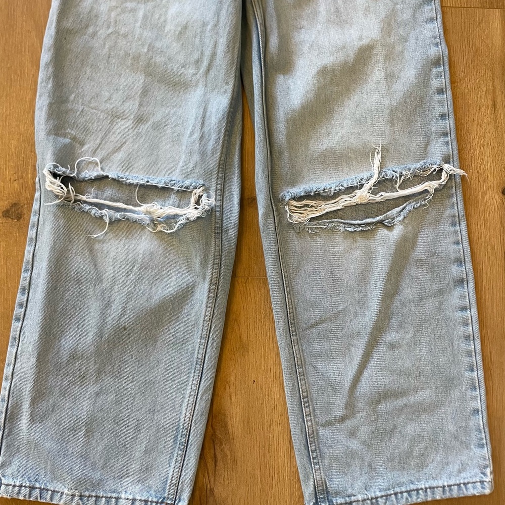 ASOS Wide Leg High Waisted Ripped Denim Jeans Light wash size 26 - Picture 2 of 5